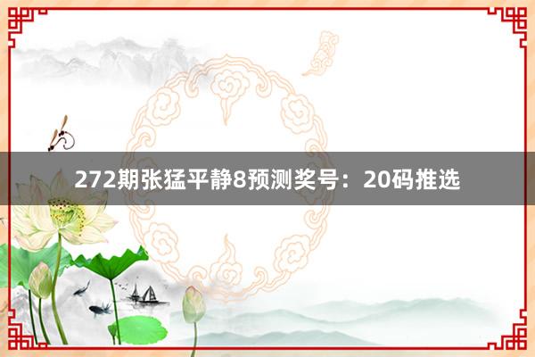 272期张猛平静8预测奖号：20码推选