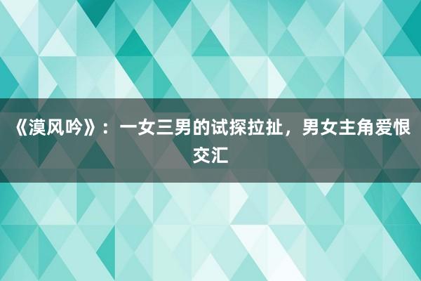 《漠风吟》：一女三男的试探拉扯，男女主角爱恨交汇