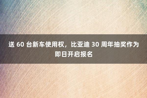 送 60 台新车使用权，比亚迪 30 周年抽奖作为即日开启报名